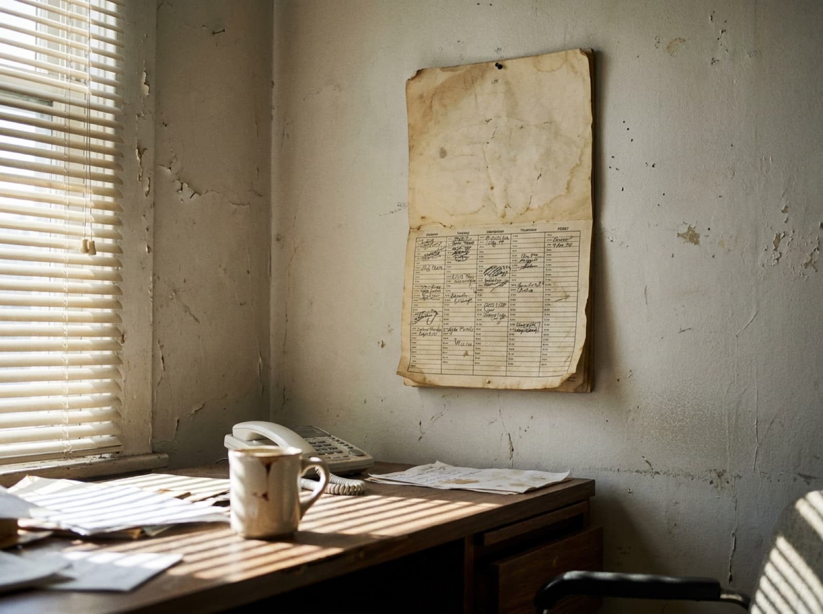 A contractor's wall calendar with handwritten job entries